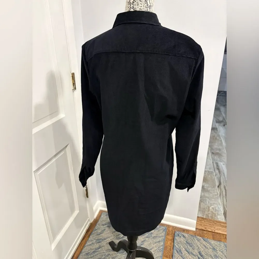 J. Crew Black Corduroy Long Sleeve Shirt Dress